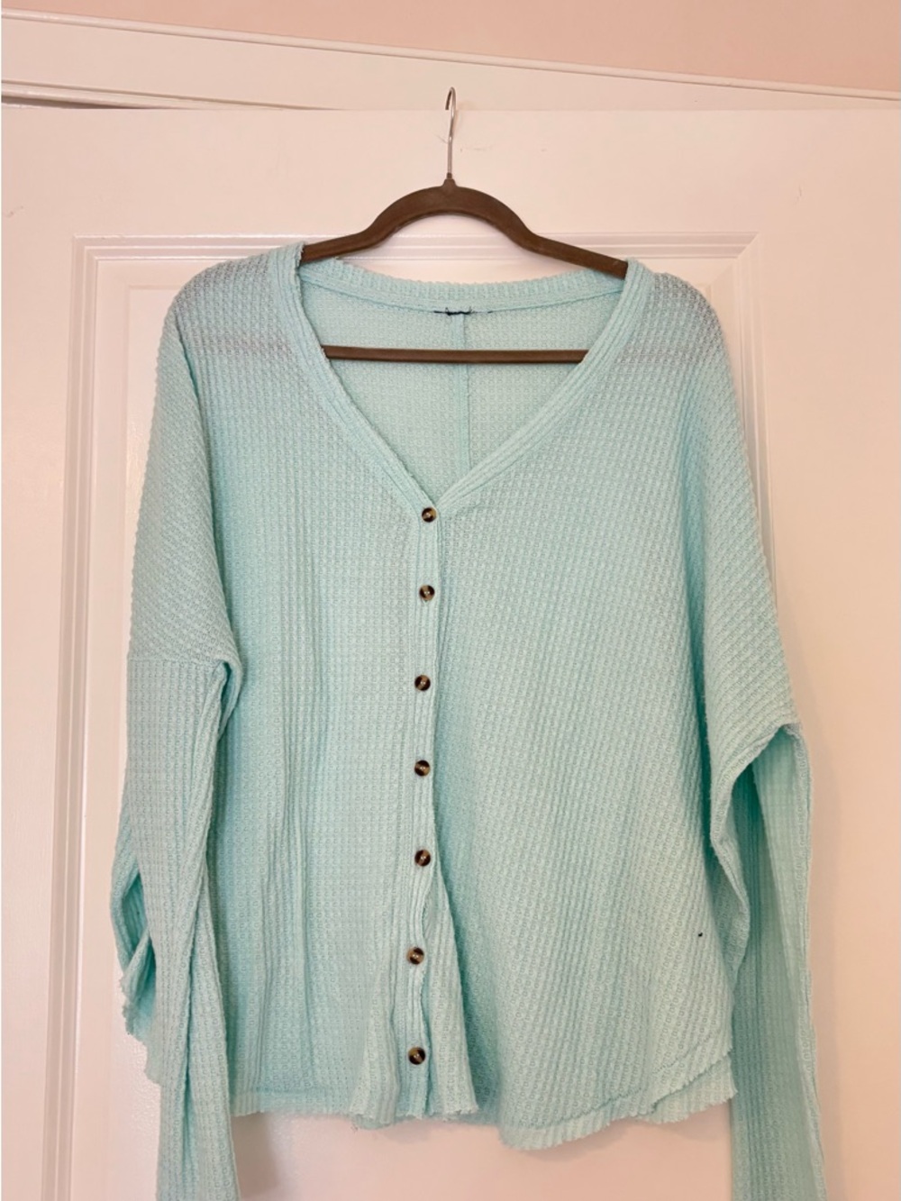 Urban Outfitters Light Aqua Button-Front Knit Cardigan